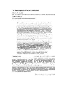The Interdisciplinary Study of  Coordination W. THOMAS