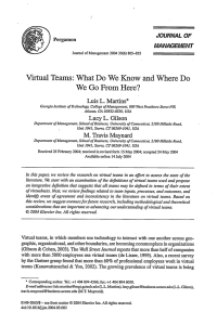 Virtual Teams:  What Do We Know  and Where... We Go From Here? JOURNAL  OF MANAGEMENT