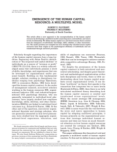 EMERGENCE OF THE HUMAN CAPITAL RESOURCE: A MULTILEVEL MODEL ROBERT E. PLOYHART