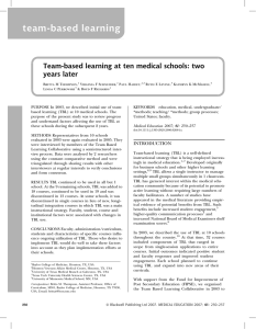 team-based learning Team-based learning at ten medical schools: two years later