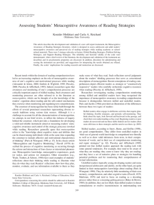 Assessing Students’ Metacognitive Awareness of Reading Strategies Oklahoma State University