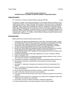 Chabot College Fall 2003  Course Outline Computer Science 92