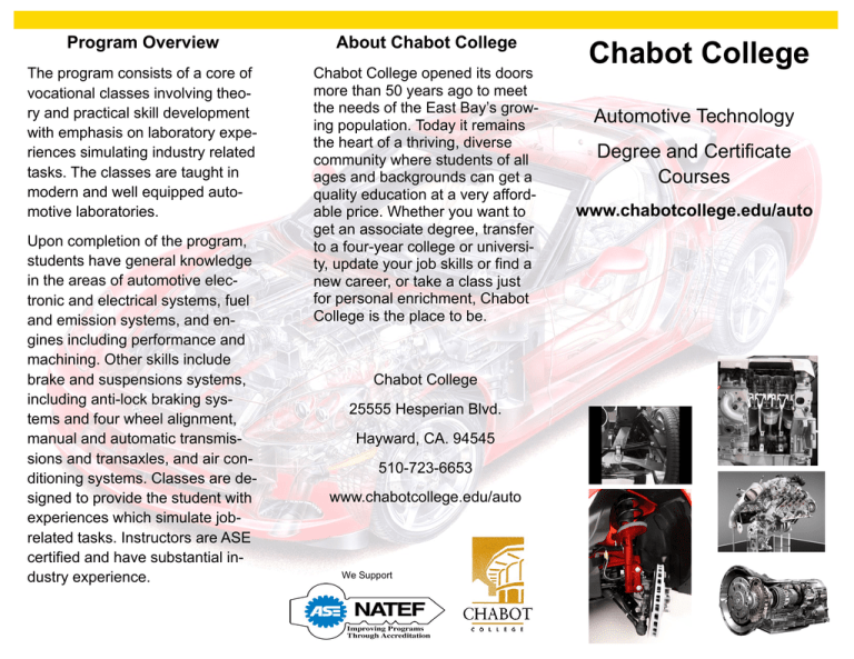 Chabot College About Chabot College Program Overview