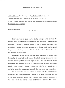 AN ABSTRACT OF THE THESIS OF Master of Science Nuclear Engineering