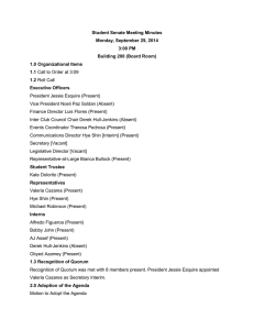 Student Senate Meeting Minutes Monday, September 29, 2014 3:00 PM
