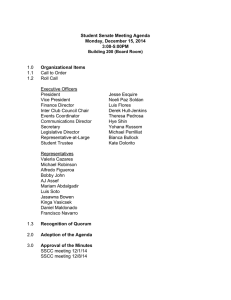   Student Senate Meeting Agenda Monday, December 15, 2014 3:00­5:00PM   