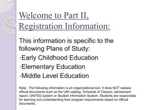 Welcome to Part II, Registration Information: