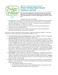 Green Holiday Open House: Lessons Learned PRACTICAL WAYS TO CREATE MEANING