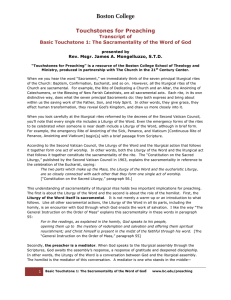 Boston College  Touchstones for Preaching Transcript of
