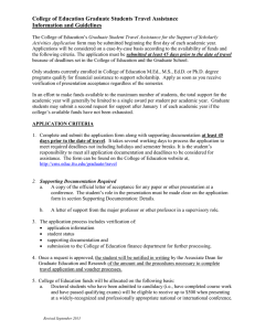College of Education Graduate Students Travel Assistance Information and Guidelines
