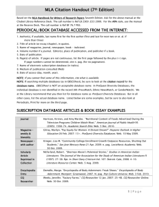 MLA Citation Handout (7 Edition) th