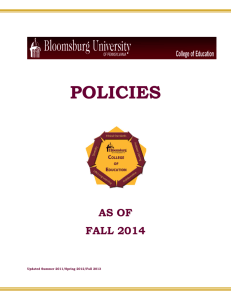 POLICIES AS OF FALL 2014