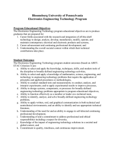 Bloomsburg University of Pennsylvania Electronics Engineering Technology Program  Program Educational Objectives