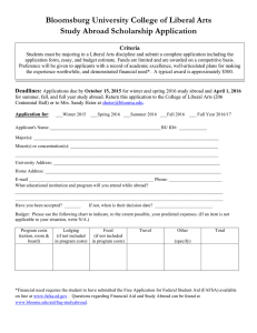 Bloomsburg University College of Liberal Arts Study Abroad Scholarship Application Criteria