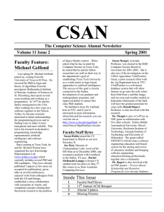 CSAN Faculty Feature: Michael Gelfond The Computer Science Alumni Newsletter