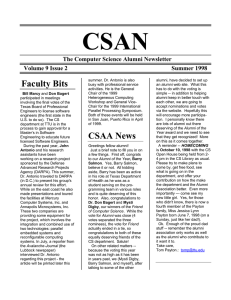 CSAN Faculty Bits The Computer Science Alumni Newsletter Volume 9 Issue 2