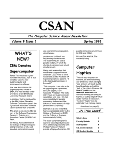 CSAN WHAT’S The Computer Science Alumni Newsletter