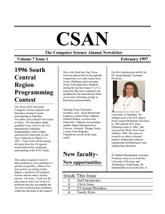 CSAN 1996 South The Computer Science Alumni Newsletter Volume 7 Issue 1