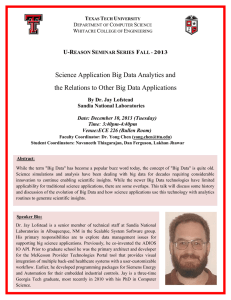 Science Application Big Data Analytics and U-R S