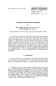 Long-term Union-Firm Contracts Journal  of Economics Geir  Asheim,