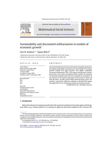Mathematical Social Sciences Sustainability and discounted utilitarianism in models of economic growth