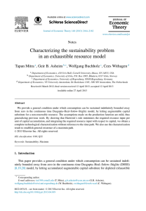 Characterizing the sustainability problem in an exhaustible resource model Tapan Mitra ,