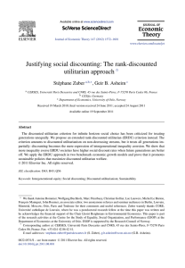 Justifying social discounting: The rank-discounted utilitarian approach Stéphane Zuber ,