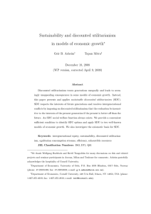 Sustainability and discounted utilitarianism in models of economic growth ∗ Geir B. Asheim