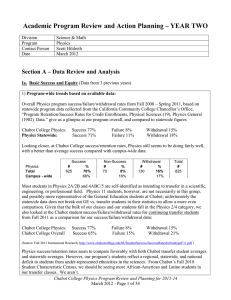 Academic Program Review and Action Planning – YEAR TWO