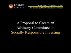 A Proposal to Create an Advisory Committee on Socially Responsible Investing