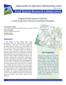 Food System Research Collaborative Opportunities for Agriculture Working Paper Series