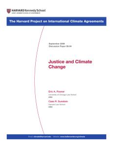 Justice and Climate Change The Harvard Project on International Climate Agreements