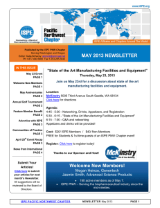 MAY 2013 NEWSLETTER  &#34;State of the Art Manufacturing Facilities and Equipment&#34;