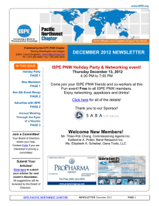 DECEMBER 2012 NEWSLETTER  ISPE PNW Holiday Party &amp; Networking event!