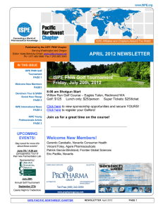 APRIL 2012 NEWSLETTER  ISPE PNW Golf Tournament Friday, July 20th, 2012