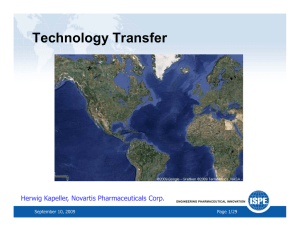 Technology Transfer gy Herwig Kapeller, Novartis Pharmaceuticals Corp. September 10, 2009