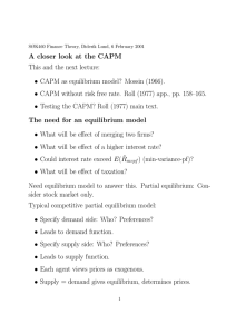 A closer look at the CAPM This and the next lecture: