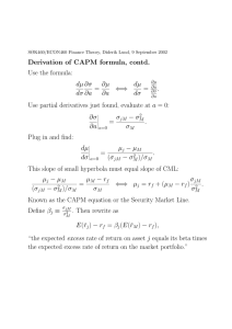 Derivation of CAPM formula, contd. Use the formula: dµ ∂σ