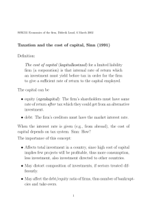 Taxation and the cost of capital, Sinn (1991) Deﬁnition: