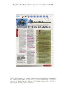 Drago Pilsel: Knowledge Federation. Novi List, Sunday, December 7, 2008
