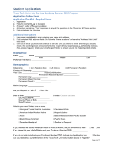 Student Application Application Instructions Application Checklist - Required Items