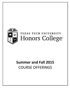 COURSE OFFERINGS Summer and Fall 2015