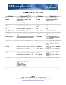 UNIX Command Cheat Sheets Command Description (short)