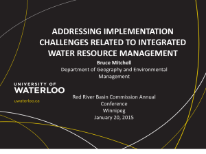 ADDRESSING IMPLEMENTATION CHALLENGES RELATED TO INTEGRATED WATER RESOURCE MANAGEMENT