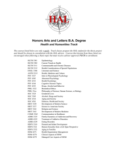 Honors Arts and Letters B.A. Degree Health and Humanities Track