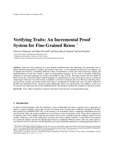 Verifying Traits: An Incremental Proof System for Fine-Grained Reuse † Ferruccio Damiani