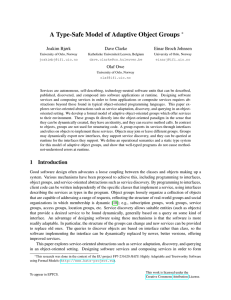 A Type-Safe Model of Adaptive Object Groups ∗ Joakim Bjørk Dave Clarke