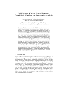 MULE-based Wireless Sensor Networks: Probabilistic Modeling and Quantitative Analysis Fatemeh Kazemeyni