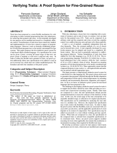 Verifying Traits: A Proof System for Fine-Grained Reuse Ferruccio Damiani Johan Dovland,