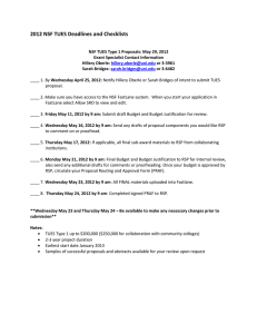 2012 NSF TUES Deadlines and Checklists